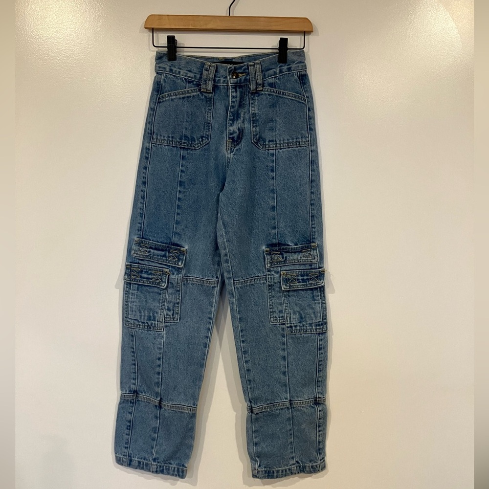 Y2K Cargo Jeans High Rise Utility Pants XS Streetwear Lioness Revolve